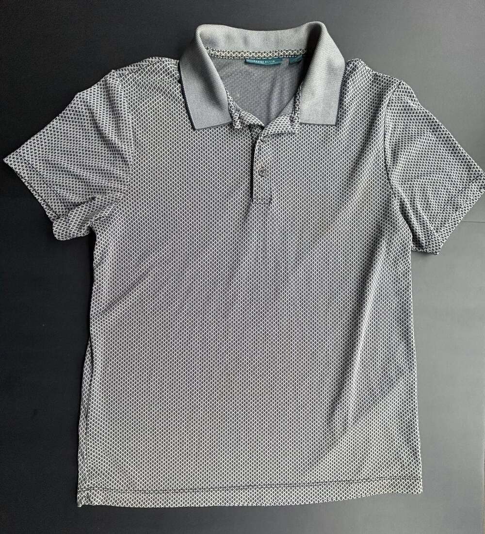 Perry Ellis Polo Shirt Size M Blue Geometric